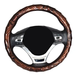 Fashion Glossy Steering Wheel Car Grip Cover Artificial Leather Dragon Pattern Four Seasons Genera 38 Cm for Bmw Tesla Subaru