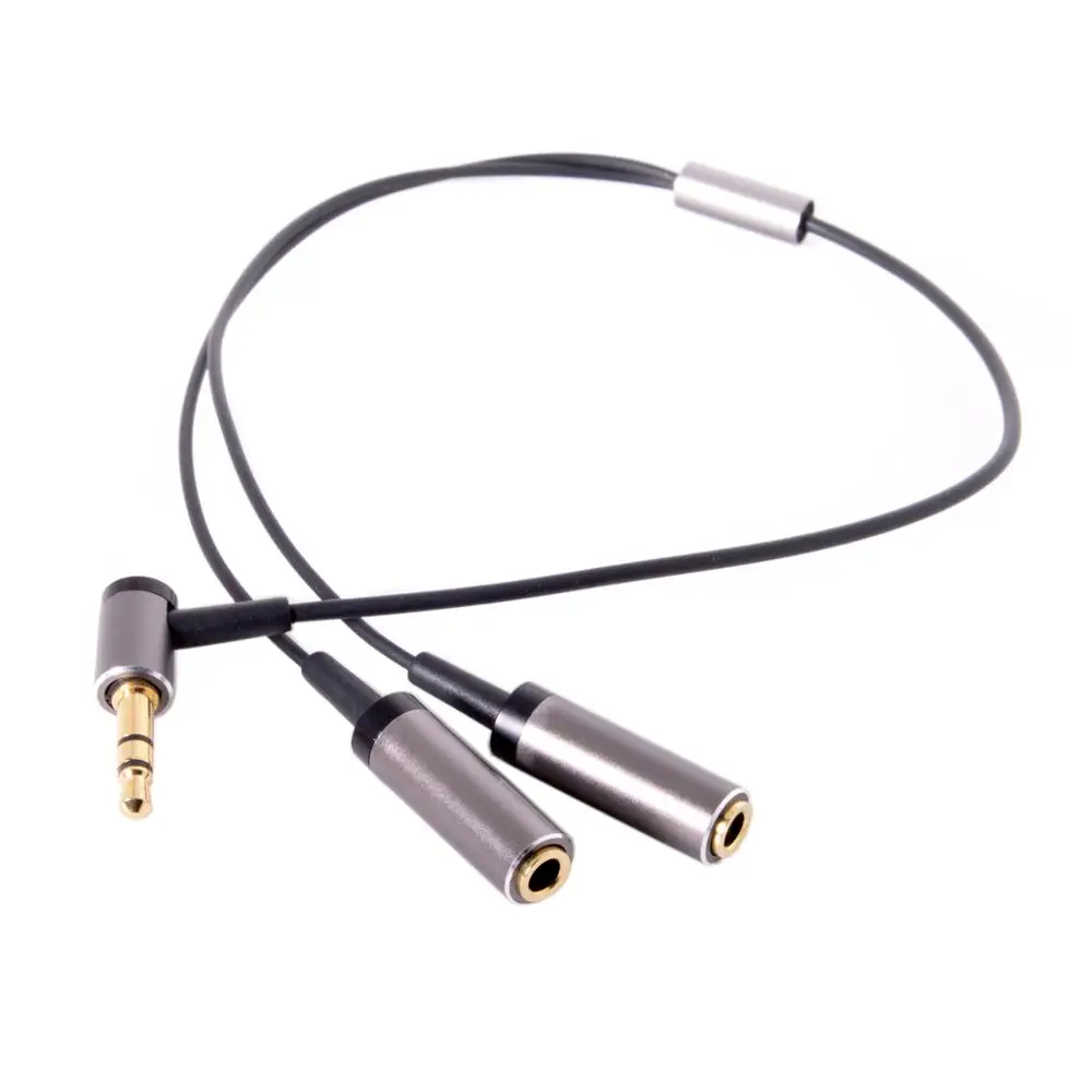 90 Degree 3.5mm Microphone Aux Cable 1 Male 2 Famle Cable Combo Extension Mobile Audio Adapter Splitter For Laptop Aux Headphone