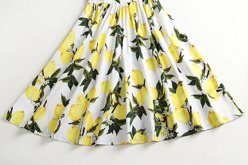 Big Size 4XL Lemon Print Summer Vintage Dress Sleeveless Cotton Women Pin Up Retro Dress Elegant Party Vestidos Office Dresses