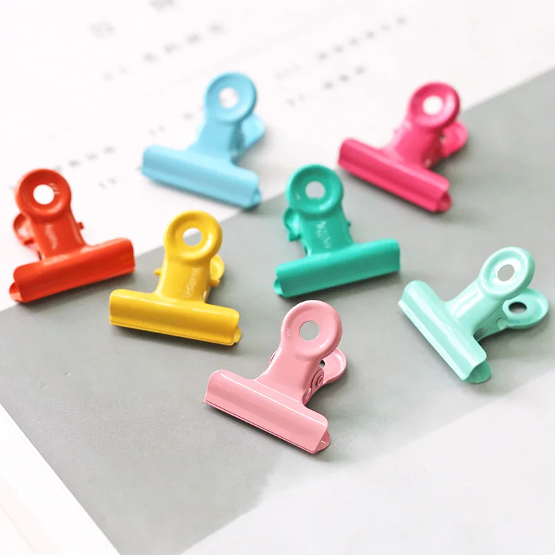 1000Pcs/Lot 28mm 10 Colors Round Metal Grip Clips Bulldog Clip Stainless Steel Ticket Clip Stationery Bills Metal Clip Office