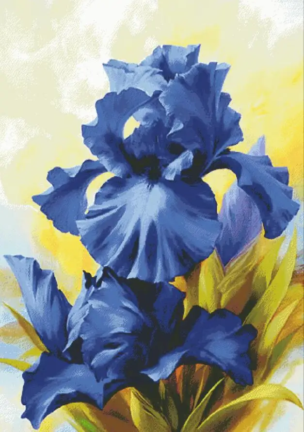 Blue iris cross stitch package big bloom 18ct 14ct 11ct cloth cotton thread embroidery DIY handmade needlework