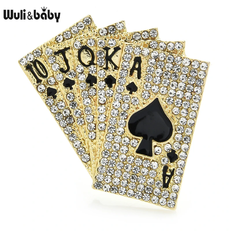 Wuli & baby strass Poker 10 J Q K A spilla scintillante A filo dritto