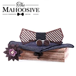 Mahoosive formal dress Wooden Bow Ties men papion man boda homme model handkerchief cufflinks gifts ties for men cadeau homme