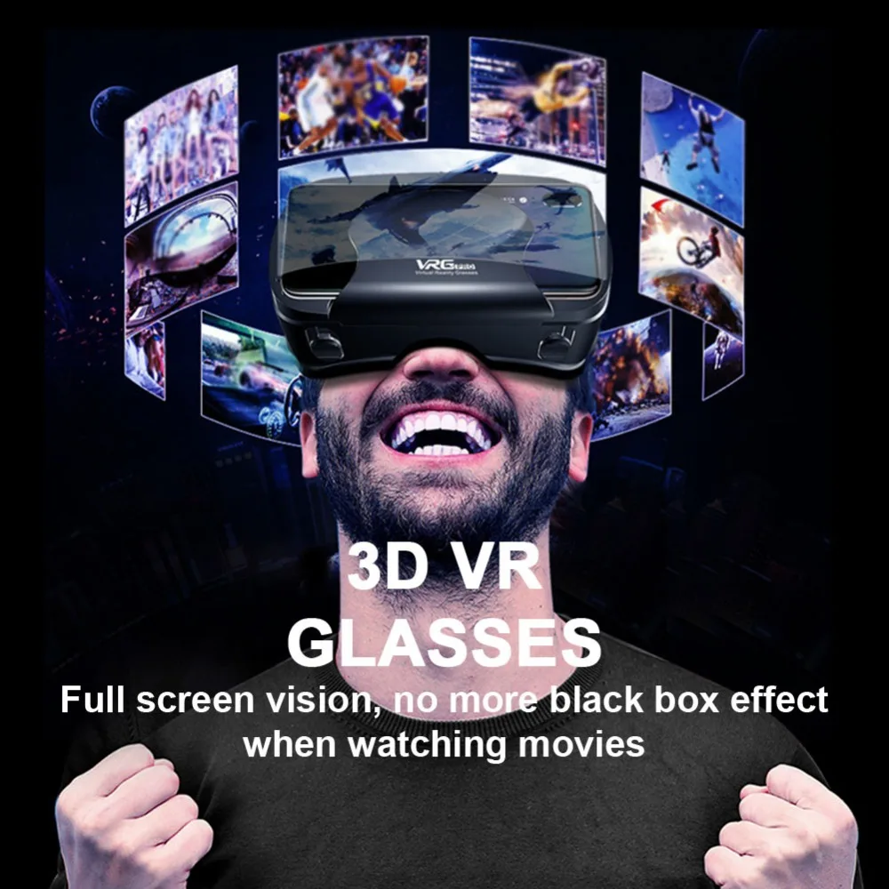 7 Inches Lenses 3D VR Virtual Reality Headset Smart Glasses Helmet for Smartphones Cell Phone Mobile Binoculars with Controllers