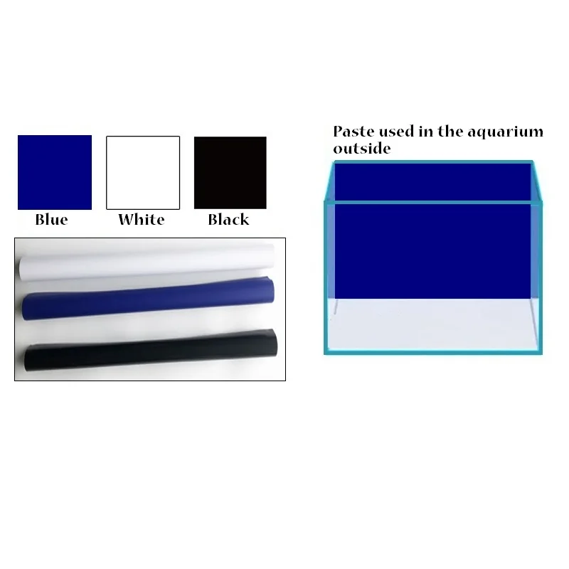 Aquarium Background Glass Sticker, Ocean Landscape Poster, Fish Tank Films, Black, White, Blue, 3 Colors, 50cm x 100cm
