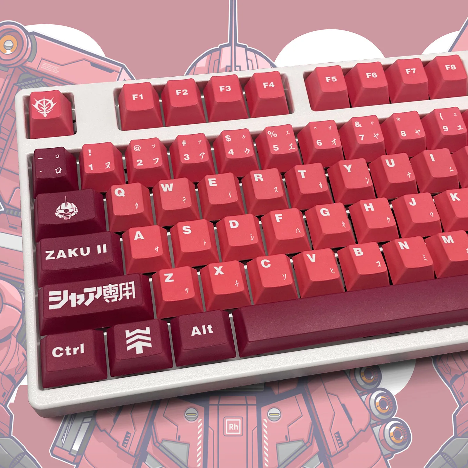 Anime Nhật Bản Zaku Chủ Đề Keycaps Pbt 108 Phím Bộ Cho Bàn Phím Cơ Oem Profile Chỉ Chìa Khóa Mũ 104 100 98 96 87 60