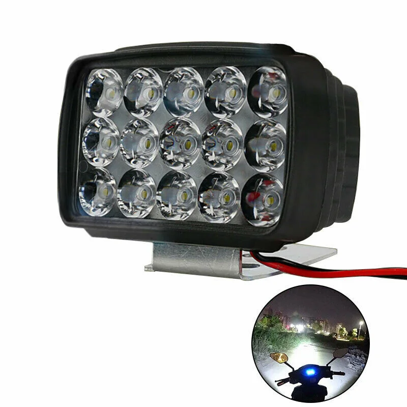 Motorcycle Headlight Spot Light 15 LED 1000LM Motos ATV UTV Scooter Lighting