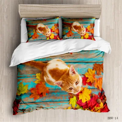 3D Pet Cat Dog Pattern Printing Bedding Set Animal Duvet Cover Set With Pillowcases Quilt Cover Twin Full Queen King Size 2/3PCS