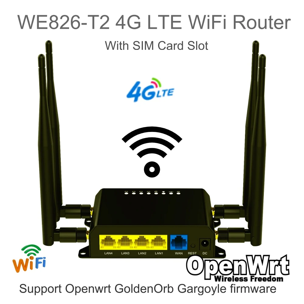 CAT4 CAT6 잠금 해제 WiFiX WE826-T2 3G4G LTE WiFi 실내 라우터 지원 Openwrt GoldenOrb/Gargoyle 펌웨어 SIM 카드 슬롯