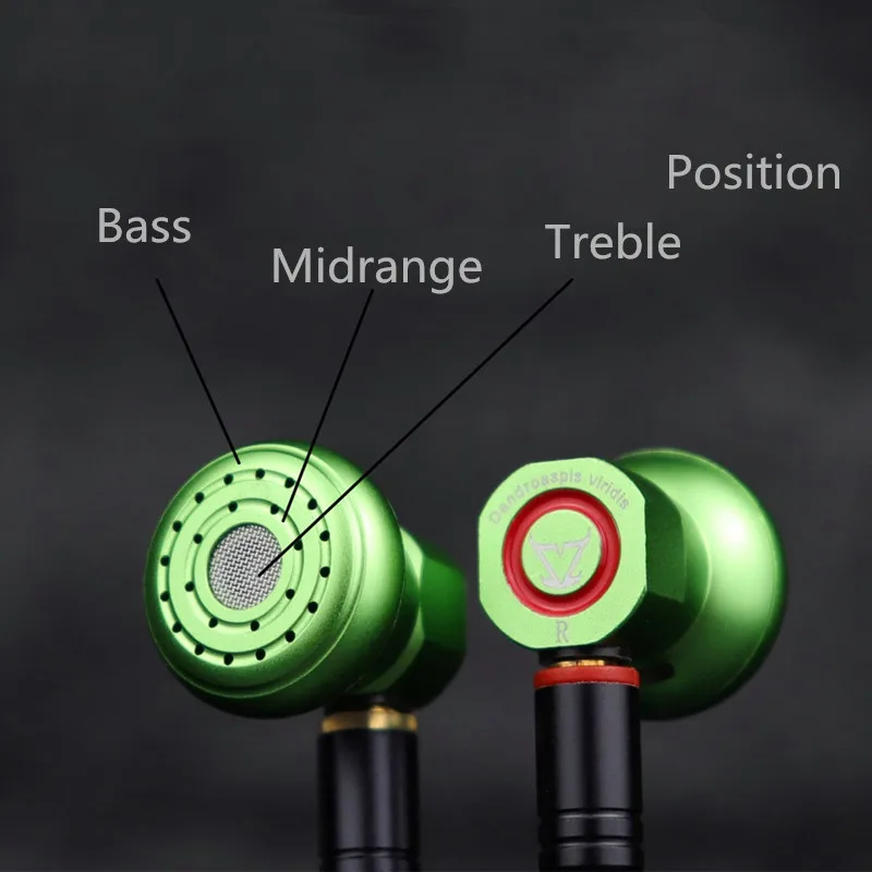 

TONEKING Dendroaspis Viridis Metal HIFI Earbud Three Diaphragm Dynamic Physical Frequency Division Earphone MMCX Cable Headset