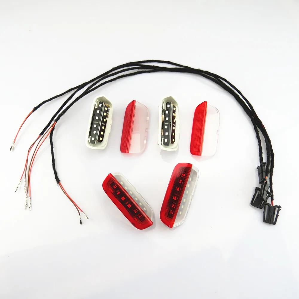RWSYPL LED Car Door Warning Light + Cable Plug Harness For VW Jetta MK5 Golf 5 6 7 Passat B6 B7 Tiguan Superb EOS CC 3AD 947 411