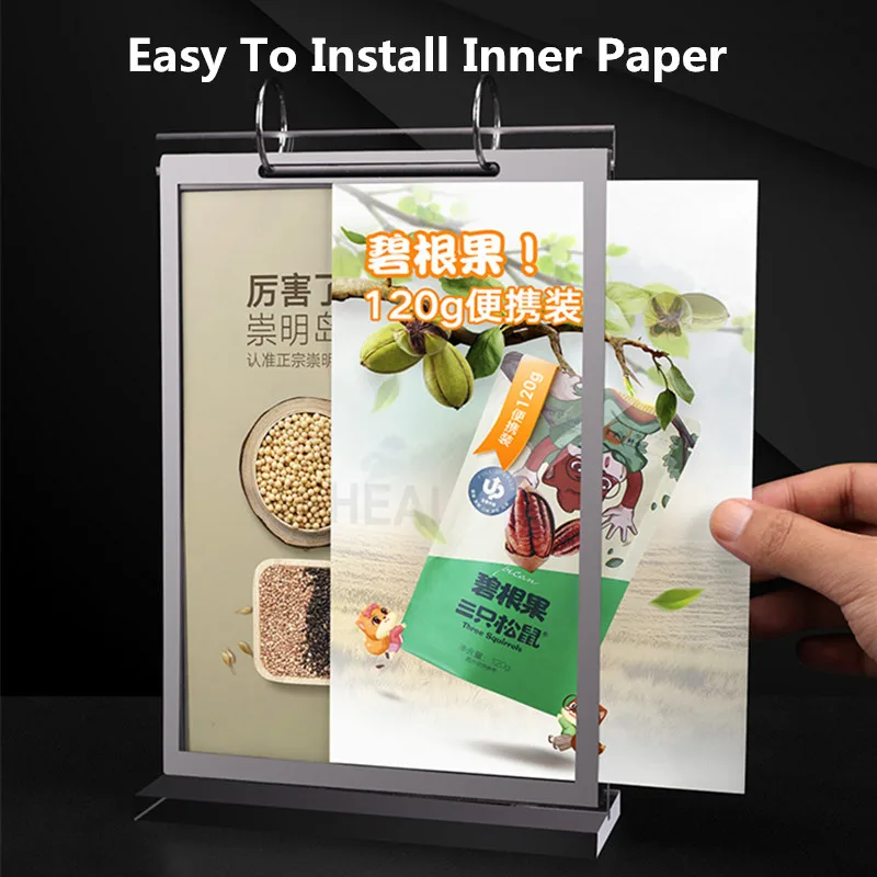 A6 95x154mm Double Flip Acrylic Folder Sign Holder Stand Restaurant Menu Paper Price List Holder Poster Advertising Frame