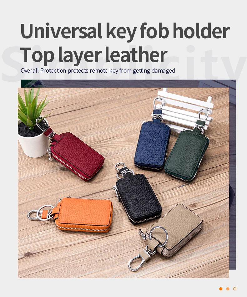 Orange Genuine Leather Key Wallet for Men Women