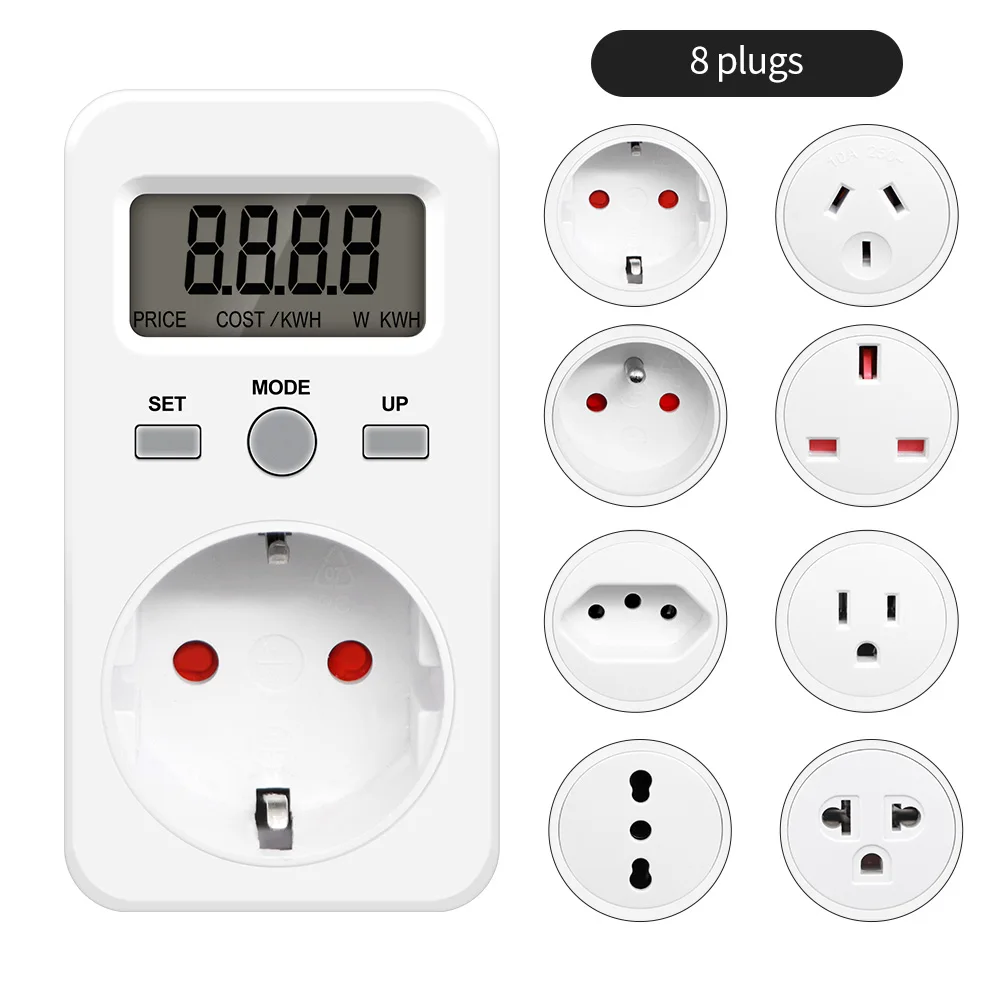 Medidor de Energia Digital com Tomada Analisador de Eletricidade Testador de Monitor Tomada Wattímetro Tomada br fr us eu Plug ac 230v 16a