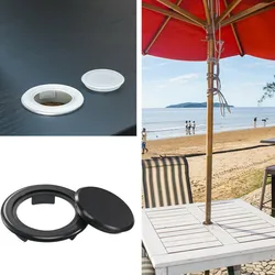 Patio stół ogrodowy Parasol otwór pierścień zestaw czepków wtyczka 2 Cal plastikowe czarne Patio na świeżym powietrzu stół Parasol pokrywa otworu