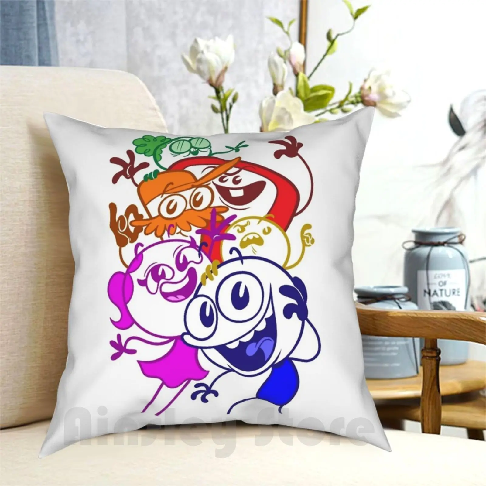 Pencilmation Crew Pillow Case Printed Home Soft Throw Pillow Pencilmation Animation Cartoon Pencilmate Coffee Tired