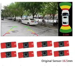 360 around view Diy 8 sensor visual two channel camera option parking detection with 16.5 OEM blind 8 sensor for car detection