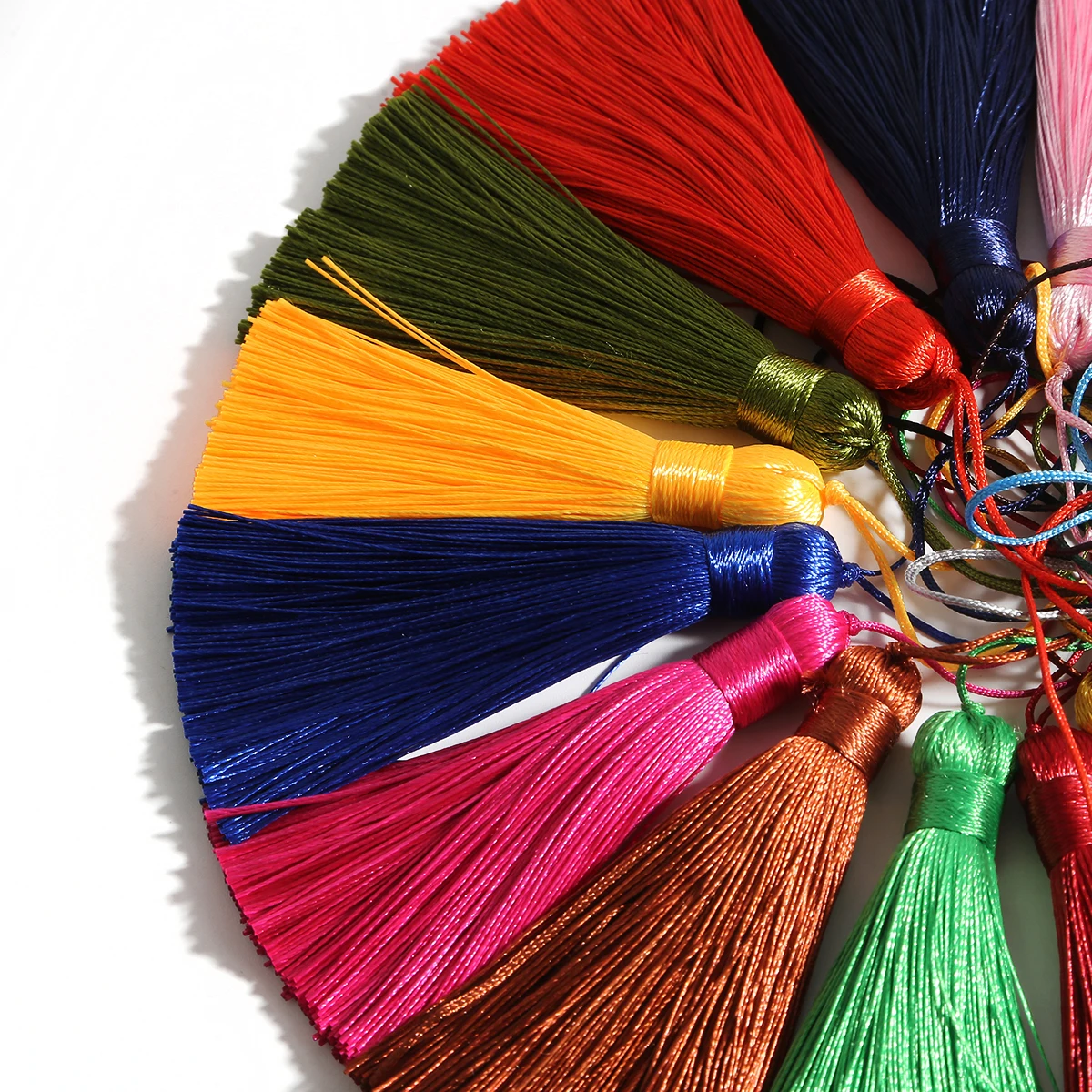 حلية قلادة ملابس يدوية الصنع، زينة فرشاة ستارة شرابة حريرية ملونة بطول 16 سم، مجوهرات شرابة أقراط قطعة/قطعتين - 5