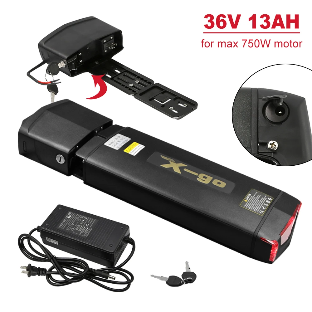 

36V 13AH ebike Battery Rear Rack 18650 Battey fit 350W 500W motor 36v lithium battery High security 1 year warranty EU US