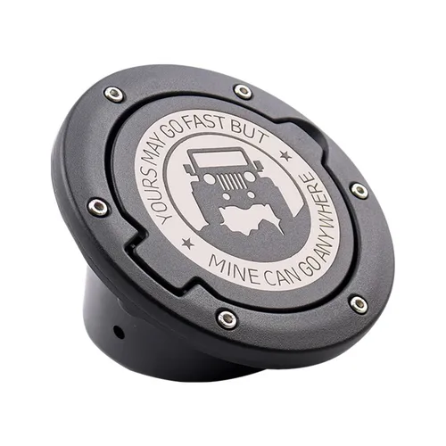 Imagen 2 del producto Tapa de Gas de Metal, cubierta de tanque de gasolina para puerta de combustible, compatible con Jeep Wrangler JK Unlimited 07-17