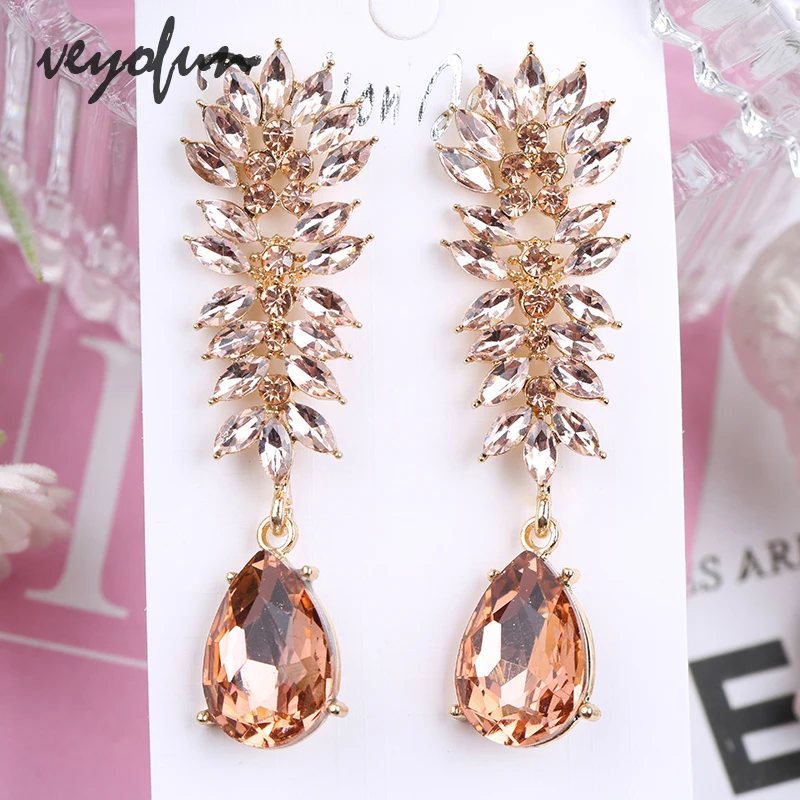 Veyofun Luxury Crystal Geometry Drop Earrings For Woman Fashion Dangle Earrings  Jewelry New