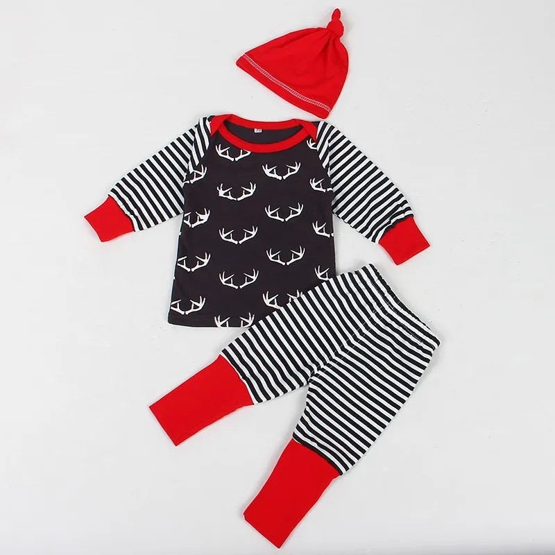 Kid Clothes New Autumn Baby Boys Girls Clothes 3PCS Long Sleeve + Pant + Hat Suit Christmas Trends Children Clothes