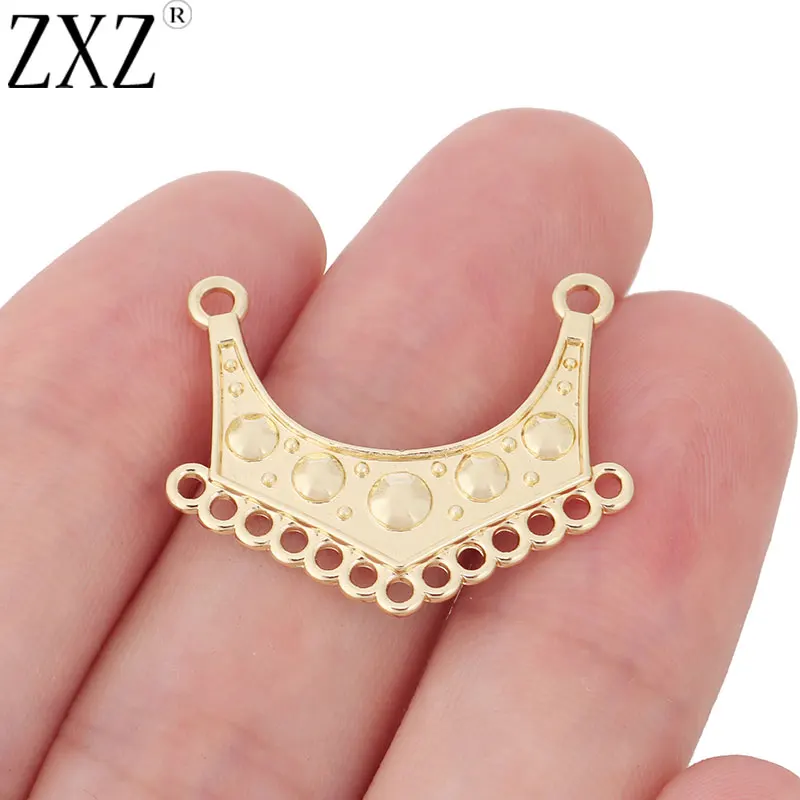 

ZXZ 10pcs Gold Tone Earring Chandelier Connectors Charms Pendants Jewelry Accessories 28x22mm