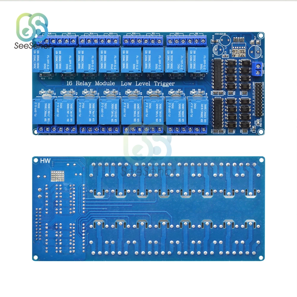 DC 5V 12V 16 Channel Relay Module Interface Board With Optocoupler Protection LM2576 Power for Arduino DIY Kit