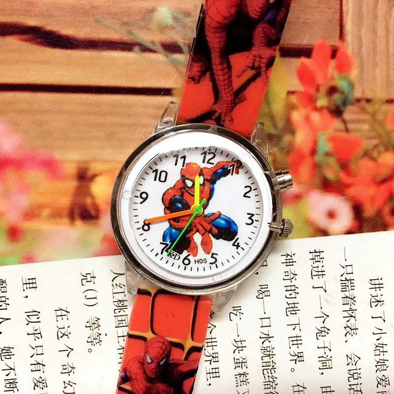 Venda disney homem aranha relógio criança relógio luminoso brilho relógio de couro relógio de quartzo menino menina presente criança reloj montre