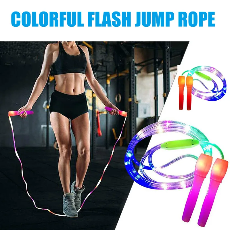 LED Luminous Jump Ropes Skipping Rope Cable for Kids Night Exercise Fitness Training Sports  LED Light Adult Jump Skipping Rope