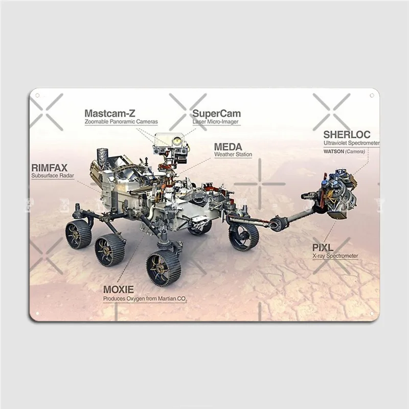 Mars Perseverance Rover Poster Metal Plaque Mural Painting Funny Pub Living Room Tin Sign Poster