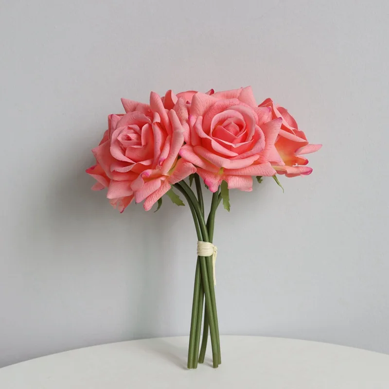 10 Stück Künstliche Rosen mit gewellten Kanten, Echtblumen-Optik, Brautstrauß, Hochzeitsdekoration, Kunstrosen für Party- und Tischdekoration – Detail 11
