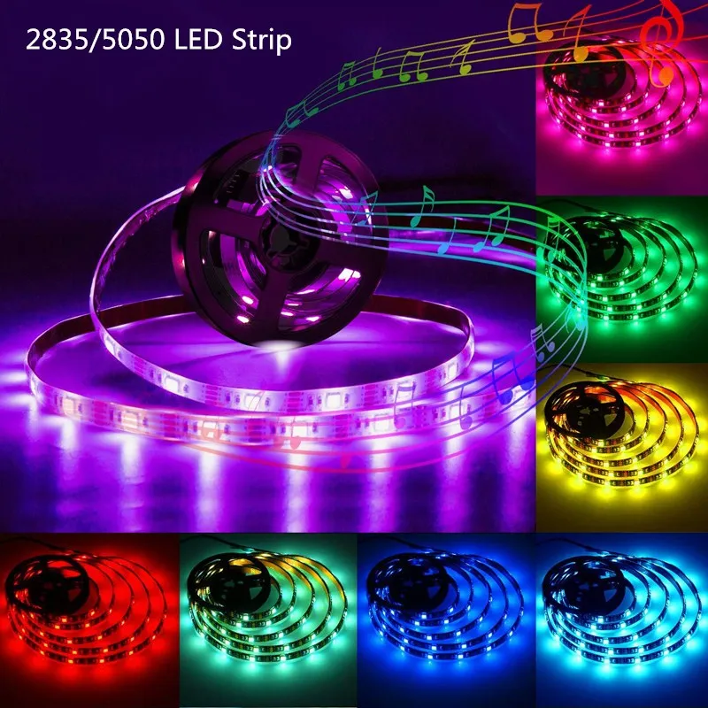 LED Strip Light RGB 5050 Flexible Ribbon fita led light strip RGB 5M 10M  Tape Diode DC 12V+ 44key Remote Control +Adapter