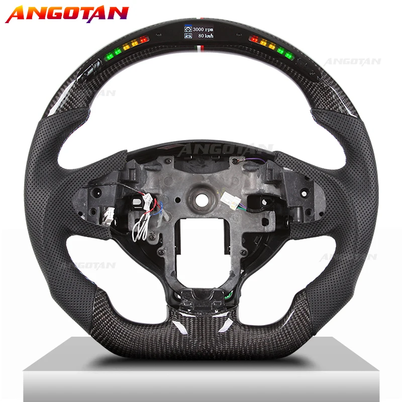 Perforated leather LED Carbon Fiber Steering Wheel Sprort Car volante esportivo Fit For  Mitsubishi Lancer-ex