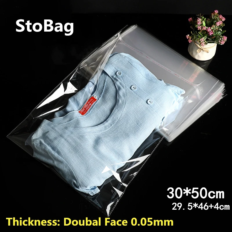 

StoBag 100pcs 30*50cm Clear Self Adhesive Resealable Opp Clothing Bags Packing Transparent Plastic Bags Gift Bag Cellophane Bag