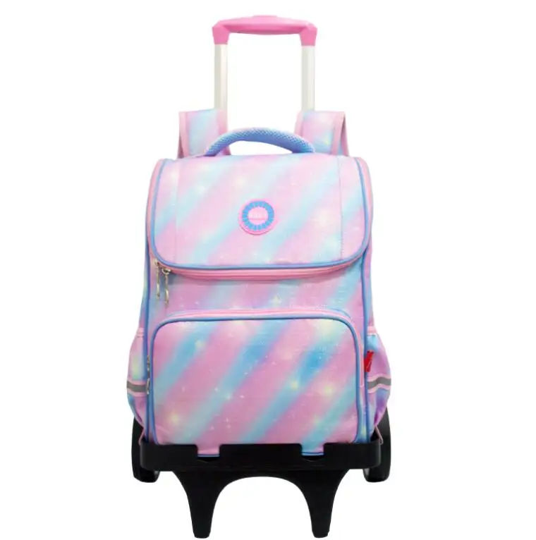 Mochila escolar com rodinhas para crianças, bolsa escolar com rodinhas para meninas, mochila de carrinho para estudantes