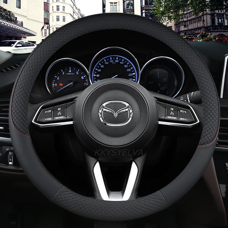 Leather Car Steering Wheel Cover for CX-3 CX-4 CX-5 CX-7 CX-9 Mazda 3 Axela 6 Gh Gj Demio Anti-Slip Funda Volante