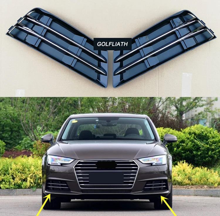 

Сменная хромированная полоса, решетка противотуманных фар, боковая решетка переднего бампера, черная высокая конфигурация для Audi A4 B9 2017-2018