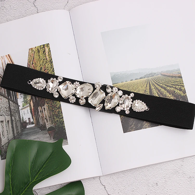 المرأة المدرج موضة الماس مطرز مطاطا فستان Cummerbunds الكورسيهات حزام أحزمة الديكور حزام عريض TB1870