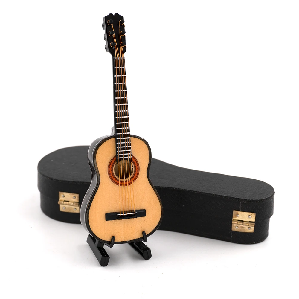 

1Pcs Wooden Miniature natural color Guitar Model Musical Instrument for1/12 Dollhouse1/6 1/10 1/4 Action figure Decoration Gift