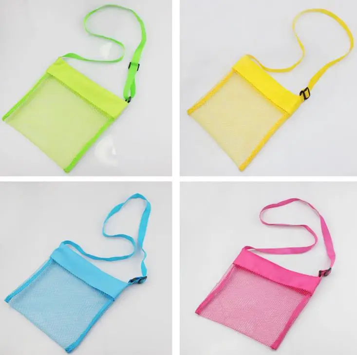 

5color Wholesale Blanks Children Mesh Shell Beach seashell Bag Kids Beach Toys Receive Bag Mesh Sandboxes Away SN574