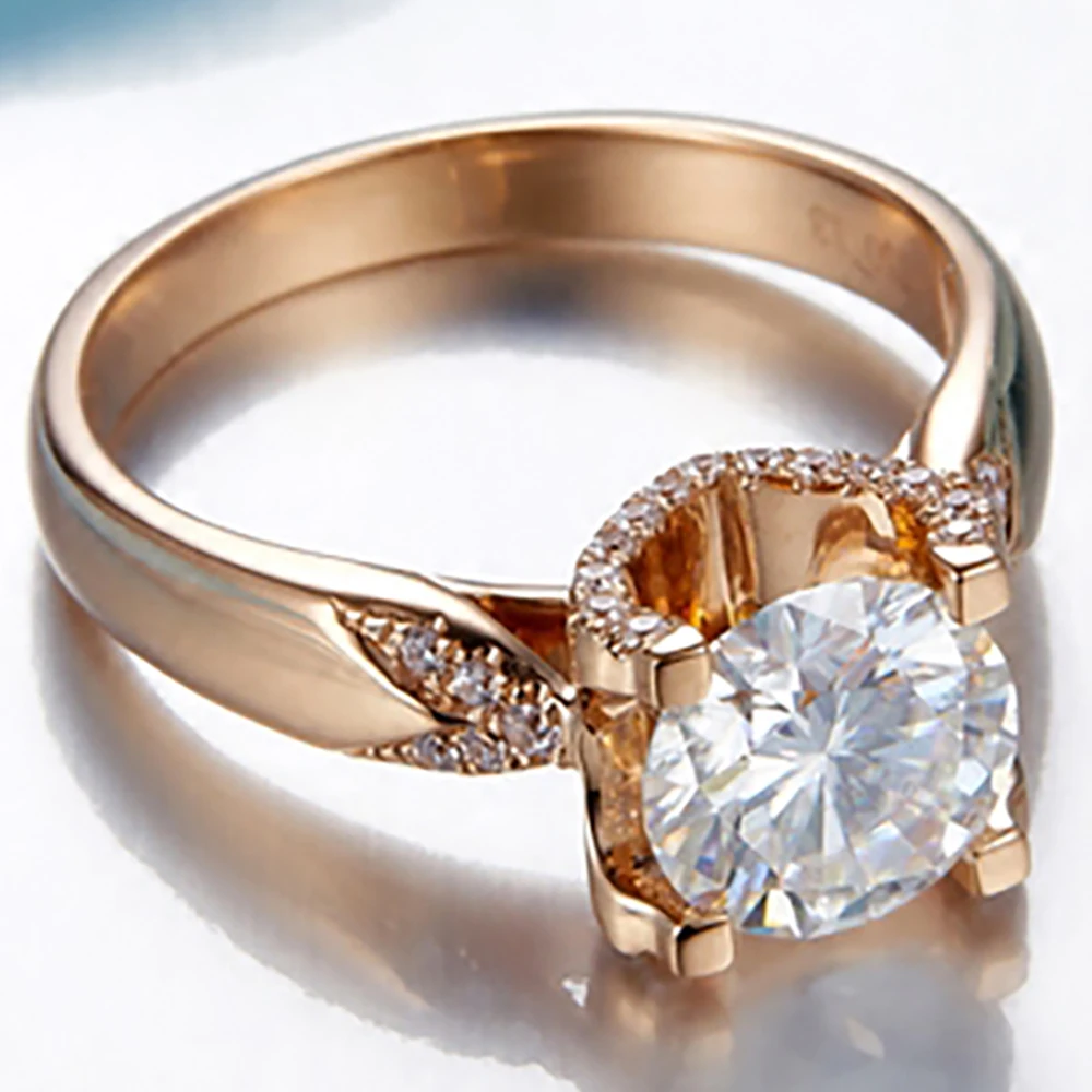 

Custom Solid 10K Rose Gold Ring Women Wedding Party Engagement Ring 1 2 3 4 5 Carat Round Moissanite Diamond Ring Trendy