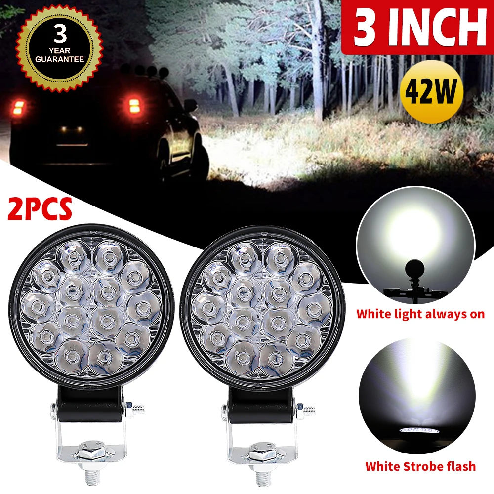 BraveWay 3 Inch LED Work Lights 12V 24V for Car Motorcycle Truck Tractor Boat SUV ATV Offroad 6000K White Driving DRL Beam