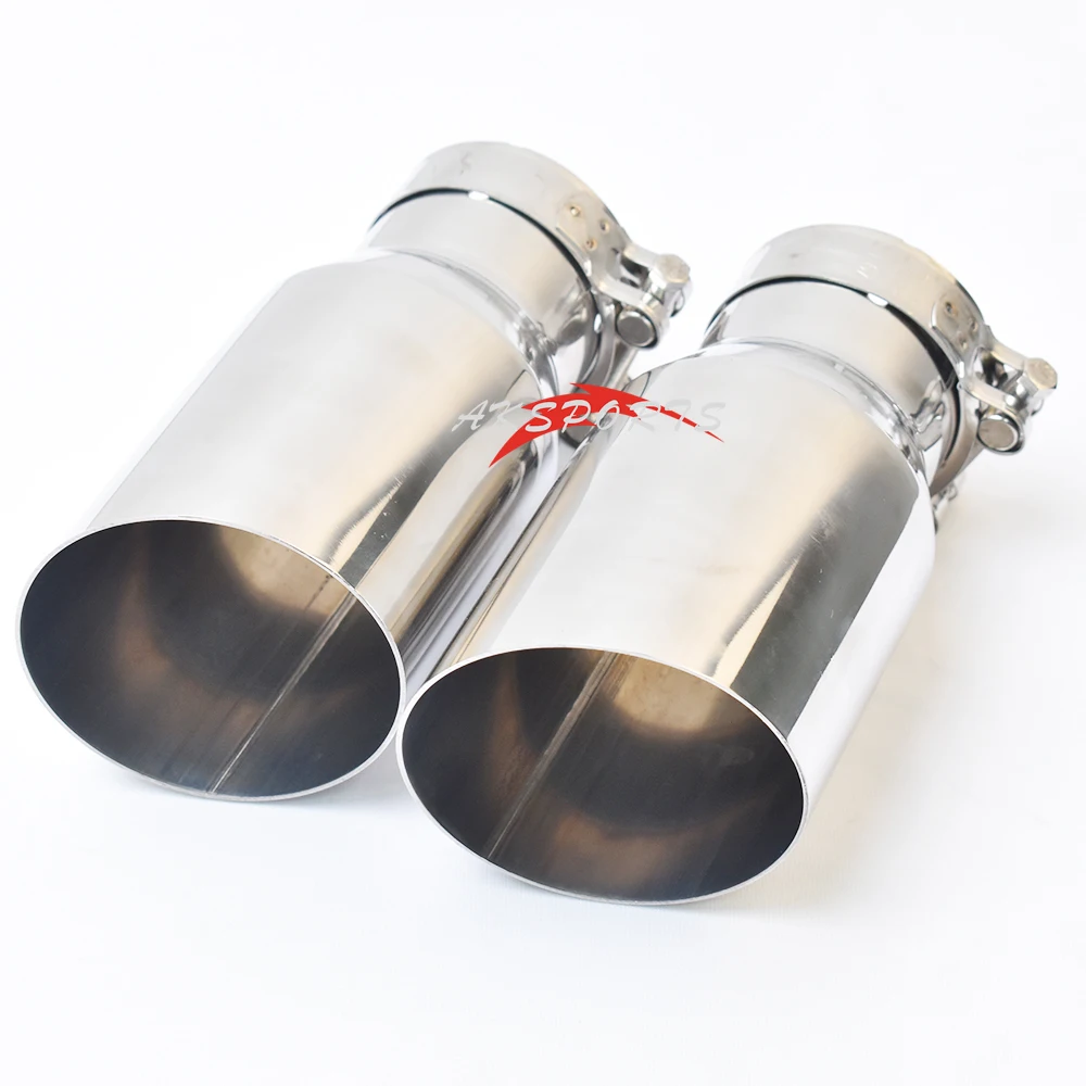 1 pc carro modificado tubo de escape aço inoxidável universal em linha reta slash corte borda brilhante silenciador ponta