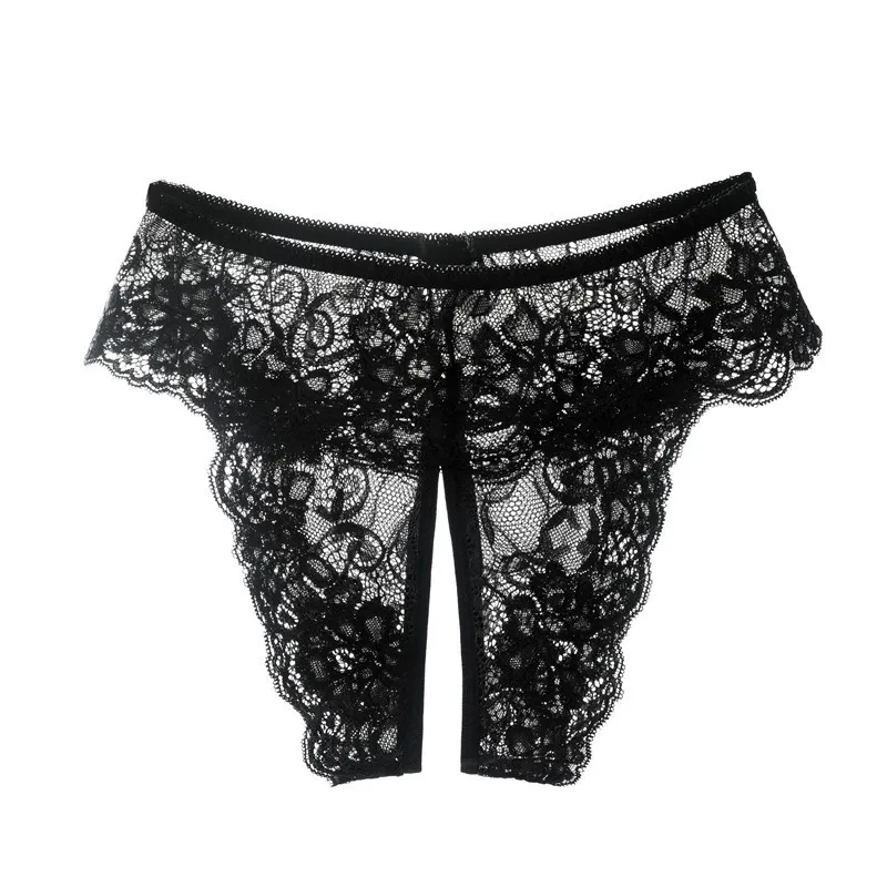 XL 2XL 3XL 4XL Plus Size Lingerie Sexy Transparent Panties Women Lace Crotchless Sex Thongs Female Erotic Panties With A Hole