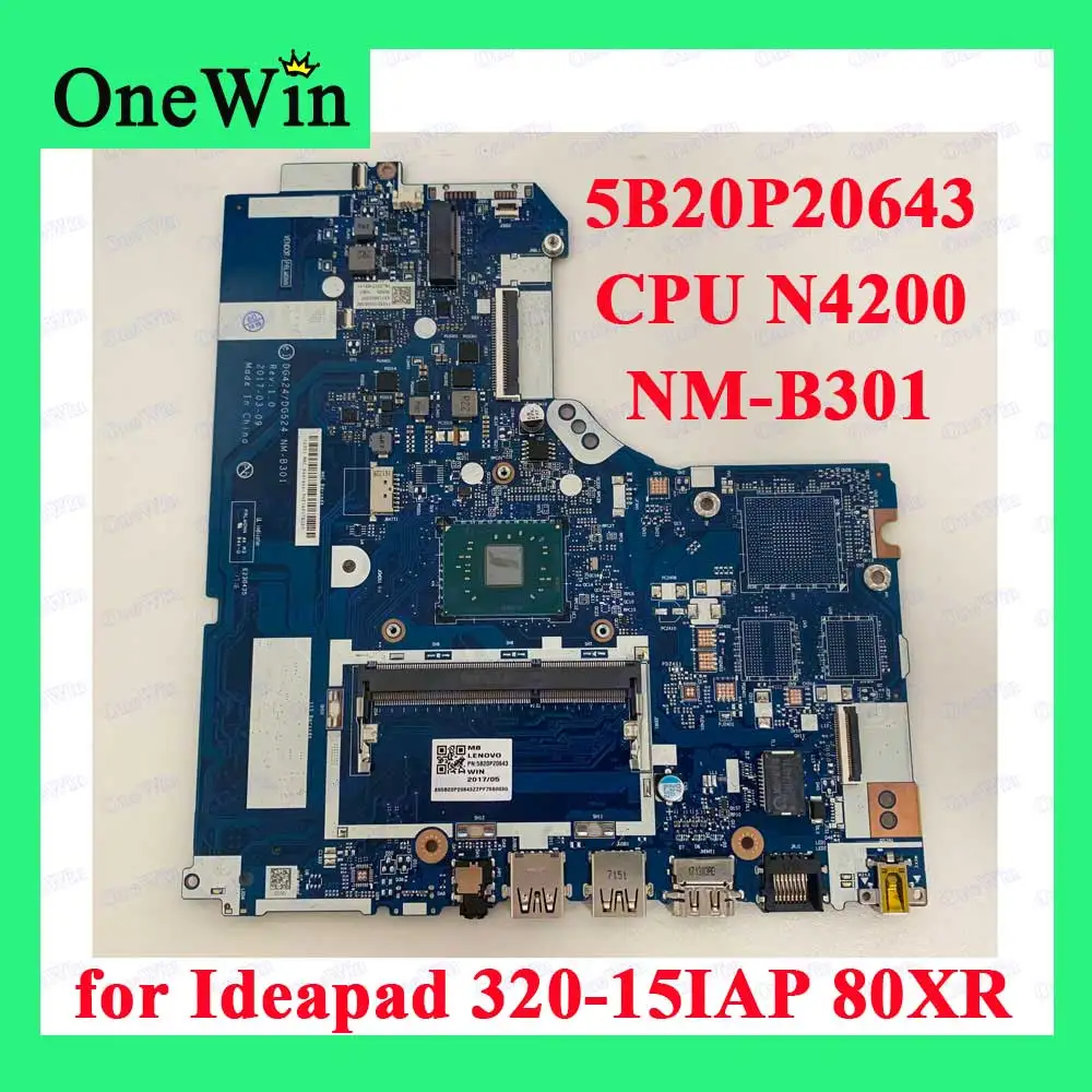 

FRU 5B20P20643 for Ideapad 320-15IAP 80XR Lenovo Laptop Integrated Motherboard DG424/DG524 NM-B301 SYSTEM BOARD CPU N4200 UMAWIN