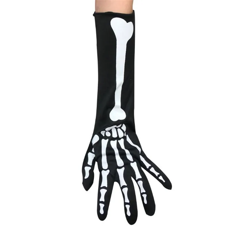 Halloween Cosplay Zubehör Schädel Skeleton Knochen Handschuhe Volle Finger-Handschuhe