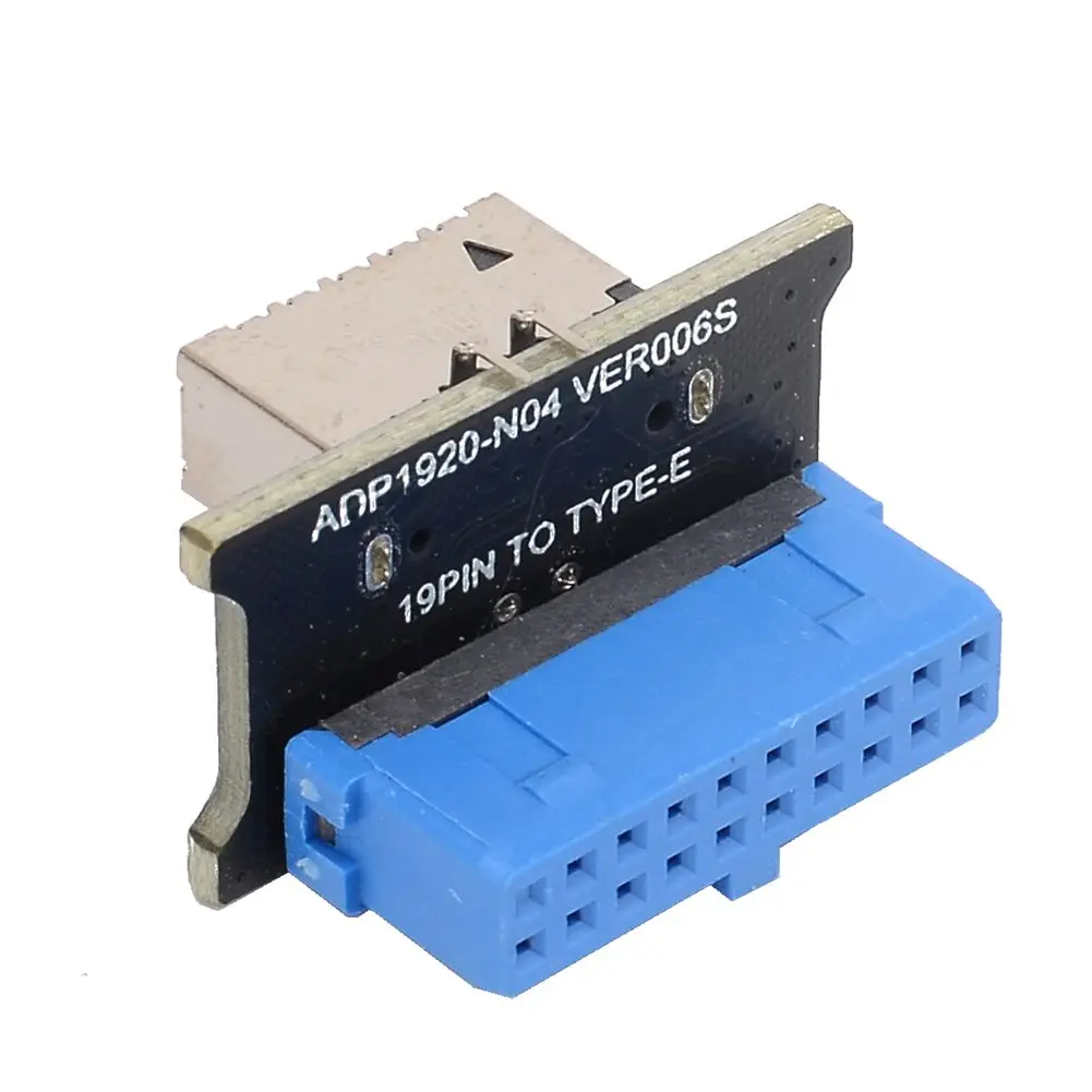 USB 3.0 내부 헤더 어댑터 20핀-19핀 변환기 USB 3.1/3.2 유형 C PC 마더보드 커넥터용 전면 유형 E 라이저 카드