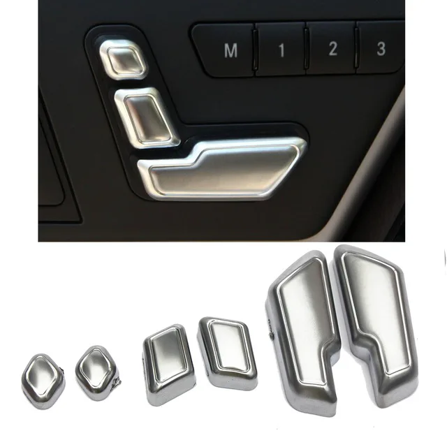 6Pcs Chrome Car Door Seat Adjust Buttons Switch For Mercedes-Benz E Class W204 W205 W212 W218 X204 X166 C E GLK GL ML CLS GL