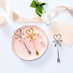 Butterfly Heart Shap Coffee Spoon Tea Dessert Spoon Hanging Teaspoon Glod Silver Spoon Stainless Steel Stir Flatware Dinnerware